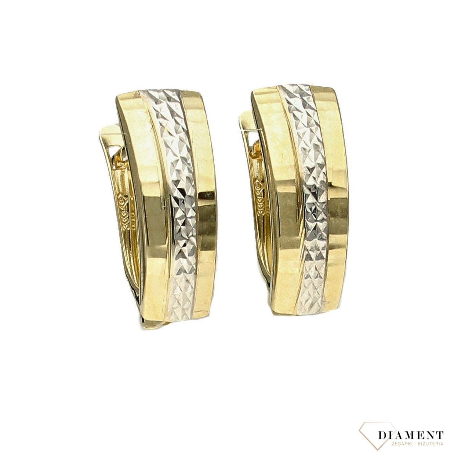 Złote kolczyki 333 'droga z białego złota' KL 6176 333.jpg